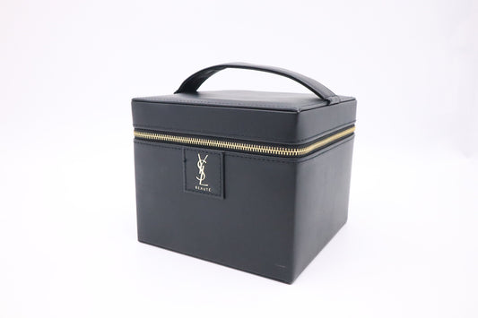 YSL Saint Laurent Vanity Case In Travel Bag Leather Black