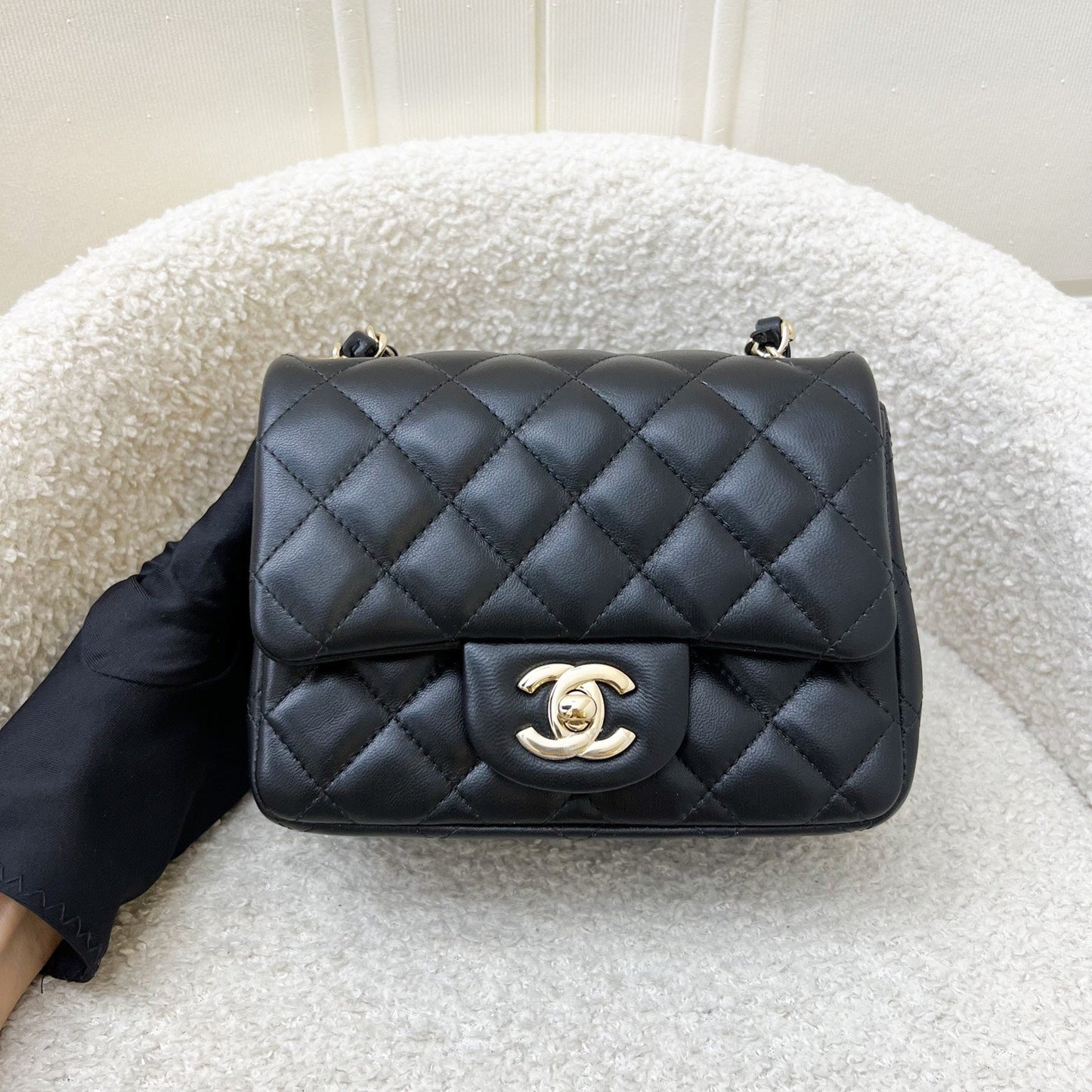 Classic Square Mini Flap in Black Lambskin and LGHW (Model: ) Accessory Classic