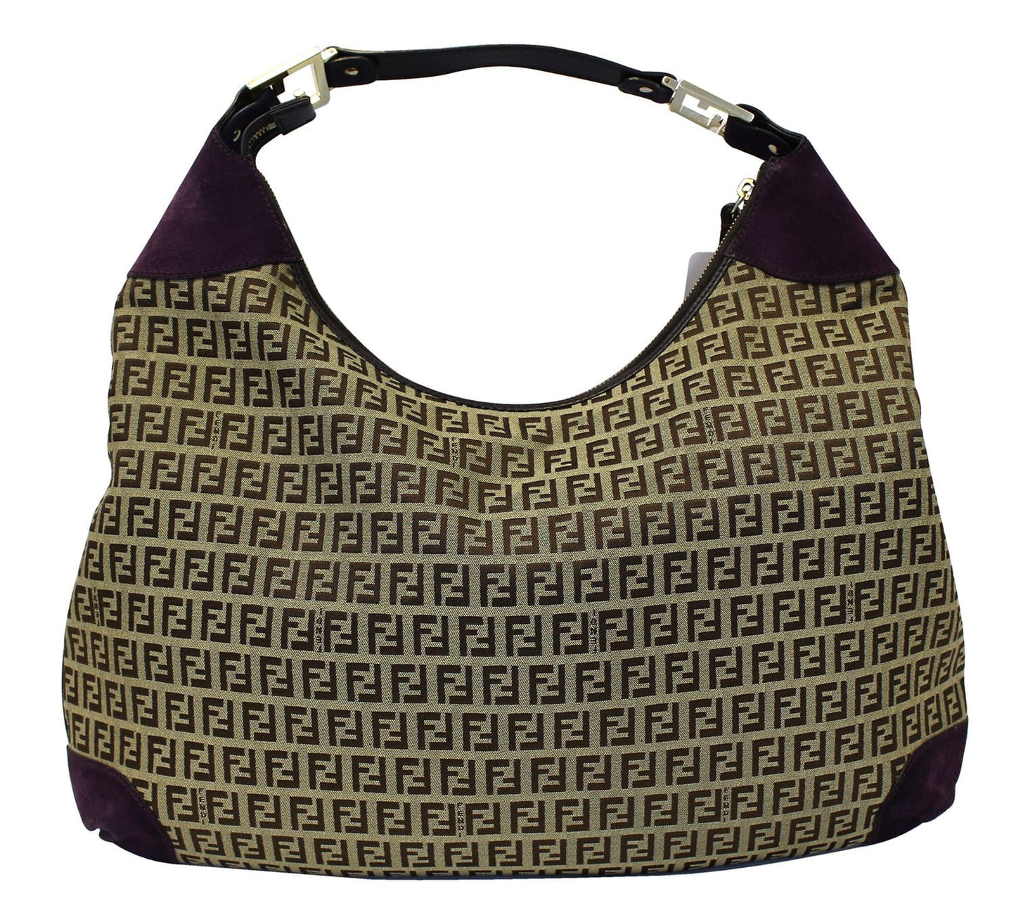 Fendi Forever Hobo Bag Canvas Monogram Beige