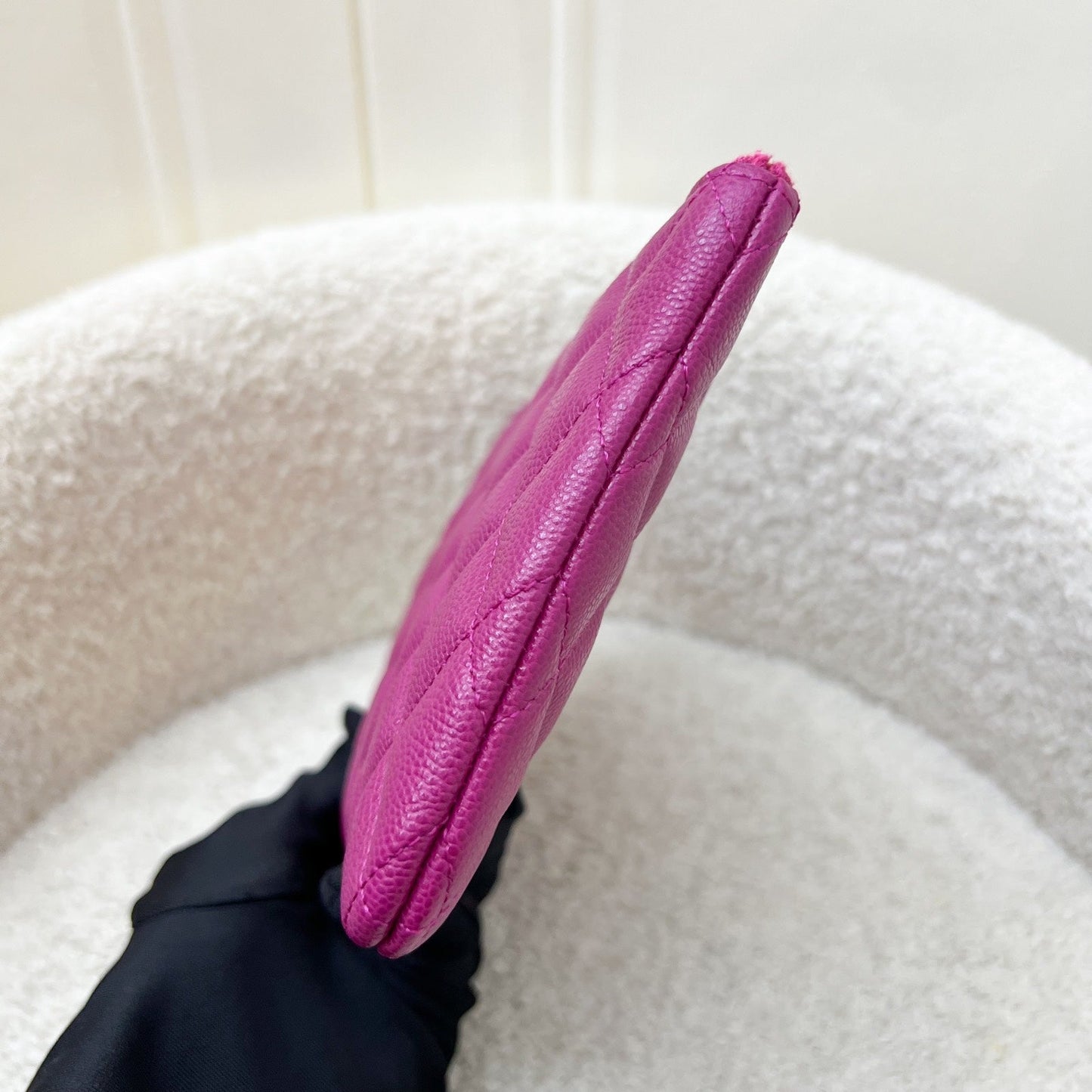 Chanel Classic Small O-Case in Fuschia Caviar and LGHW Accessory