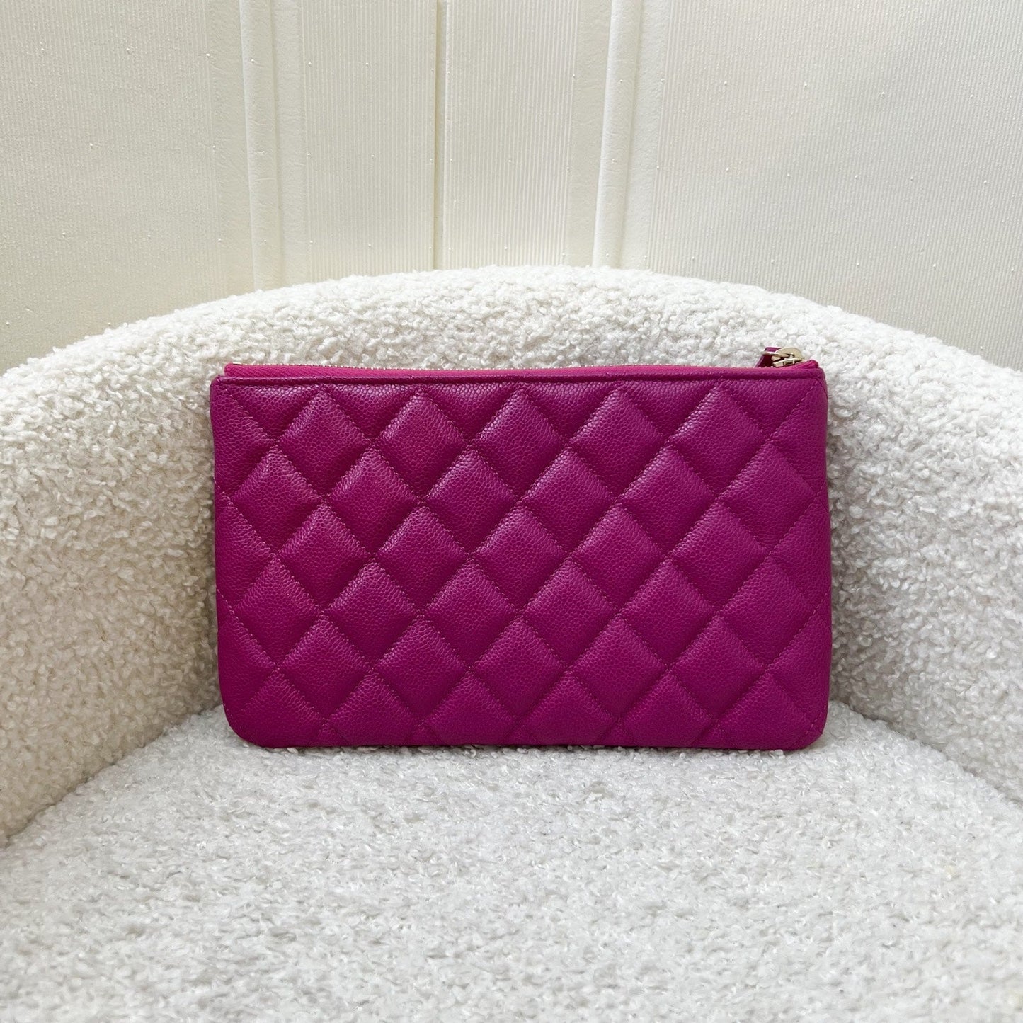 Chanel Classic Small O-Case in Fuschia Caviar and LGHW Accessory