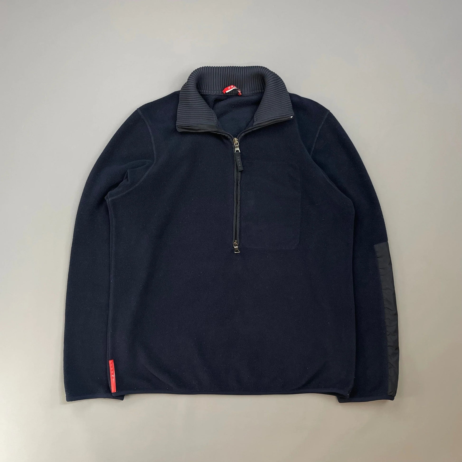 Prada Handbag Sport Elbow Dual- Lightweight Fleece Jumper Nylon Navy Zip