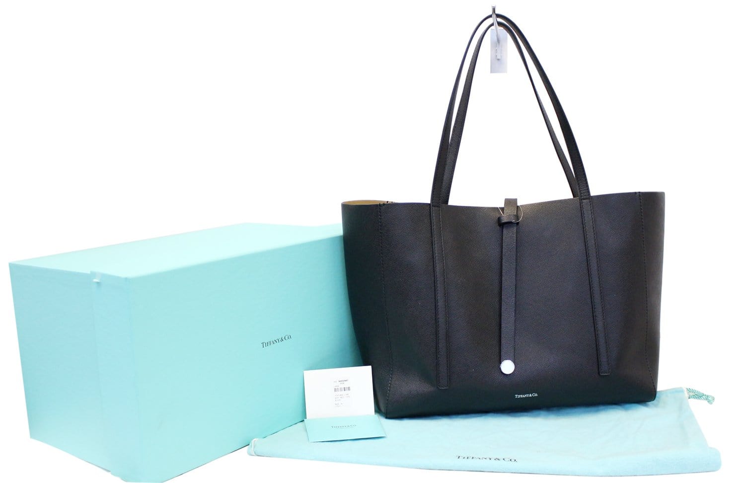 Tiffany & Co Textured Reversible Tote Bag Leather Black Shoulder Bag