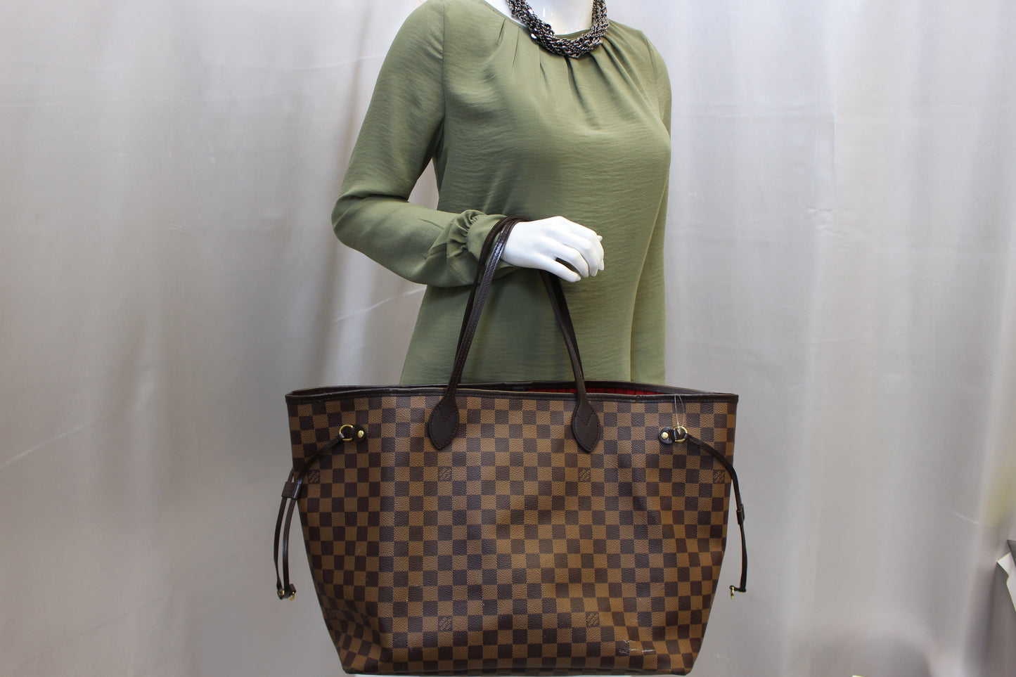 Louis Damier Ebene Neverfull Gm Tote Shoulder Shoulder Bag