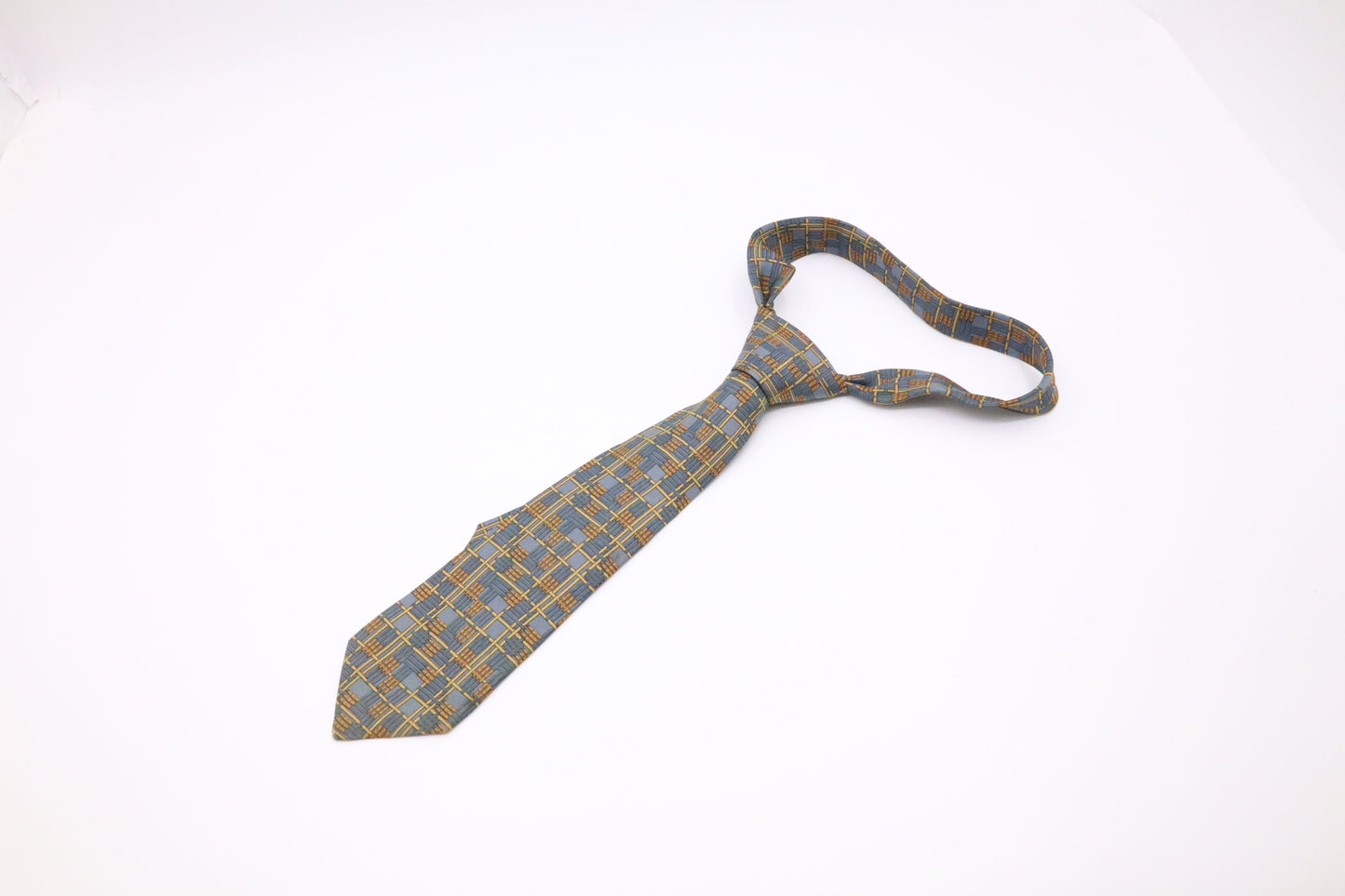 Hermes Tie In And Yellow Silk Handbag Blue Travel Bag