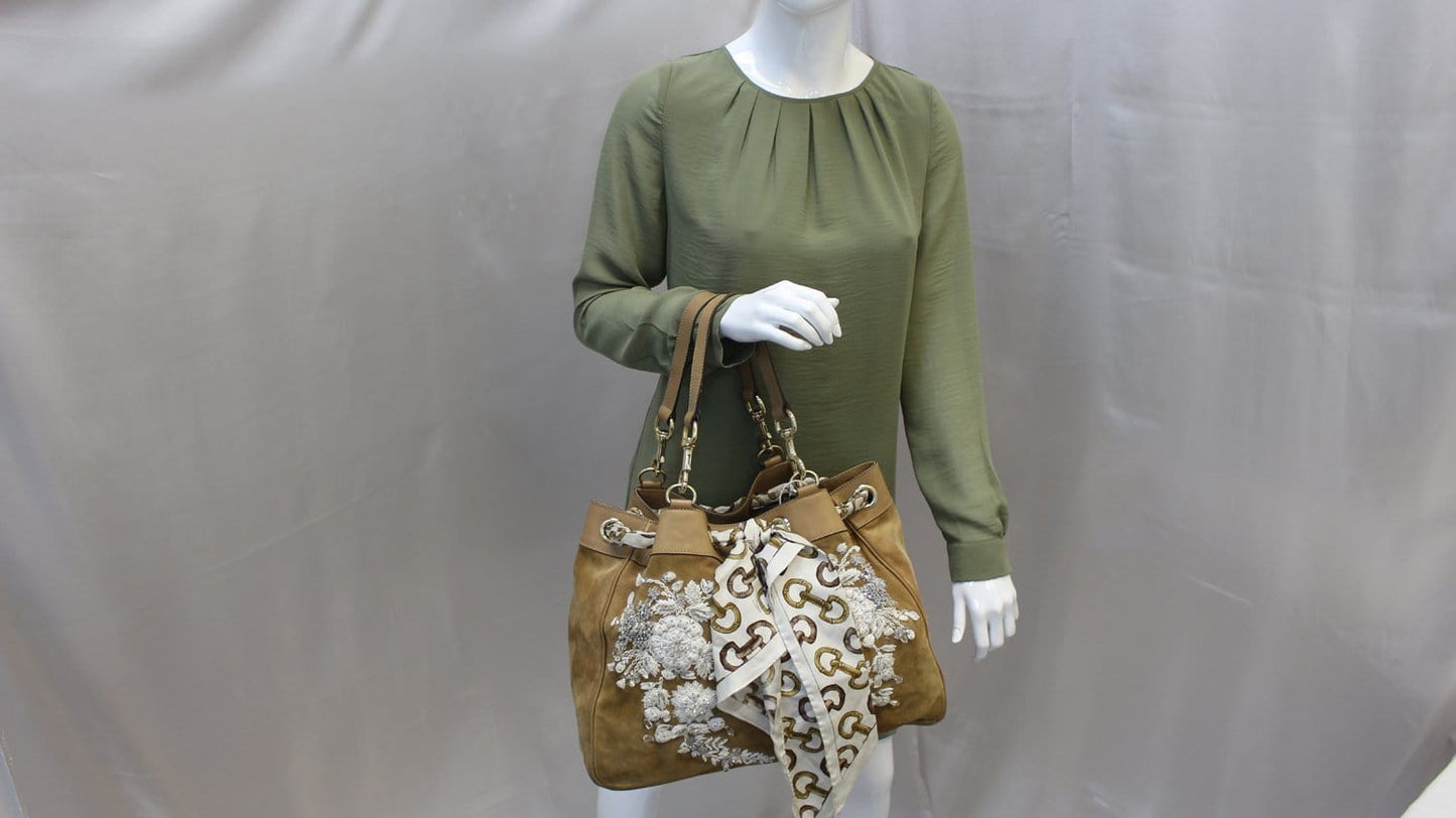 Gucci Limited Edition Embroidered Positano Bag Final Call Canvas White Shoulder Bag