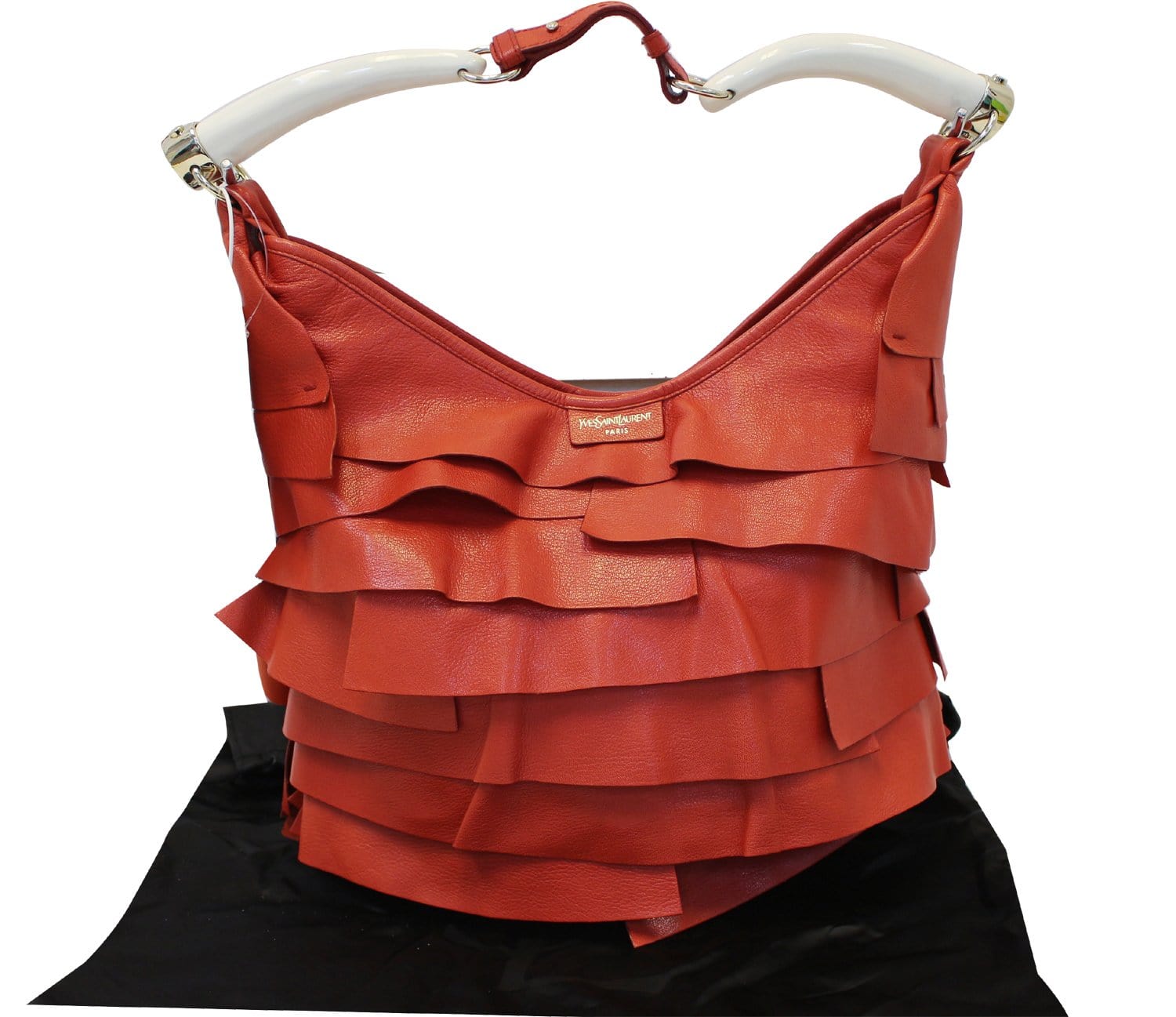 YSL Saint Laurent Yves St Tropez Horn Bag Final Call Leather Red Shoulder Bag