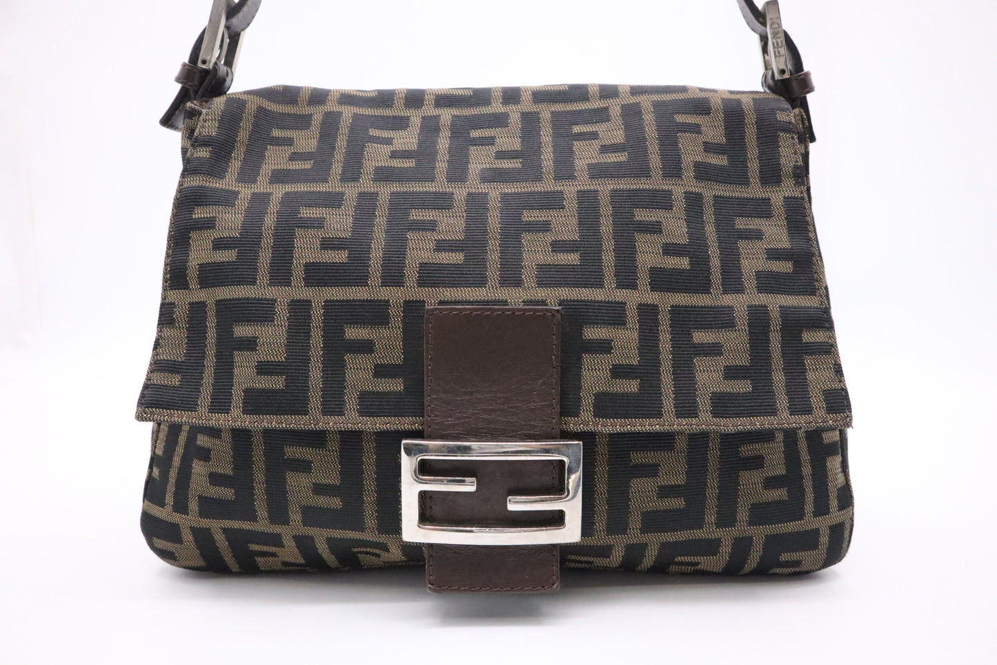 Fendi Mama Baguette In Zucca Handbag Canvas Shoulder Bag In Zucca Canvas