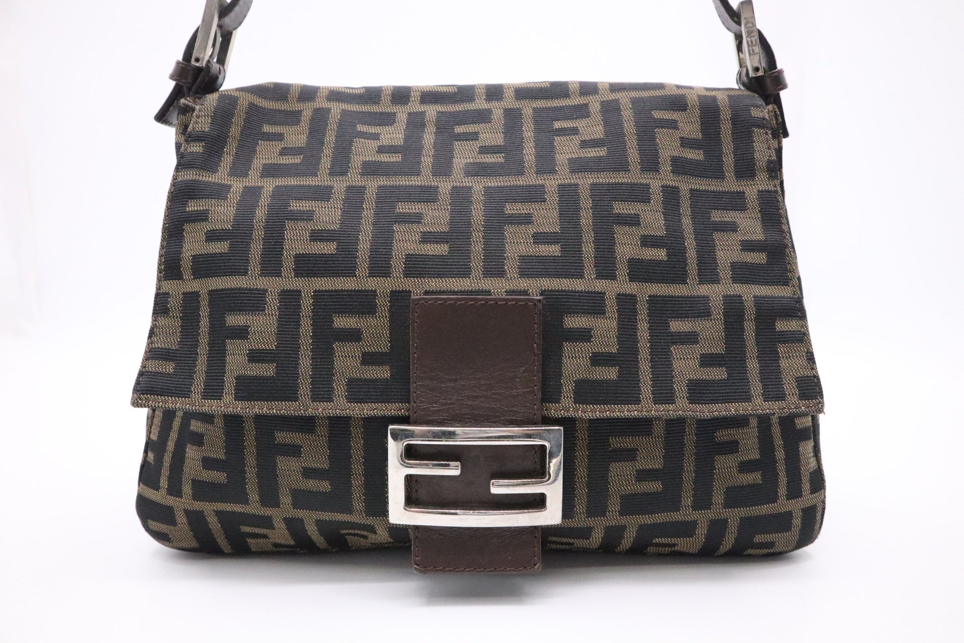 Fendi Mama Baguette In Zucca Handbag Canvas Shoulder Bag In Zucca Canvas