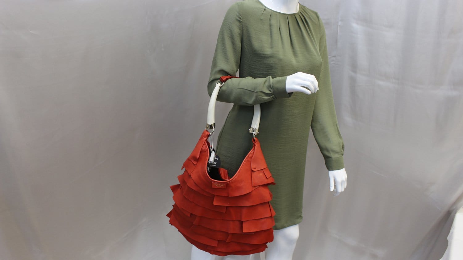 YSL Saint Laurent Yves St Tropez Horn Bag Final Call Leather Red Shoulder Bag