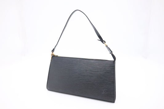 Louis Vuitton Pochette Accessoires Epi Leather Black Clutch Bag