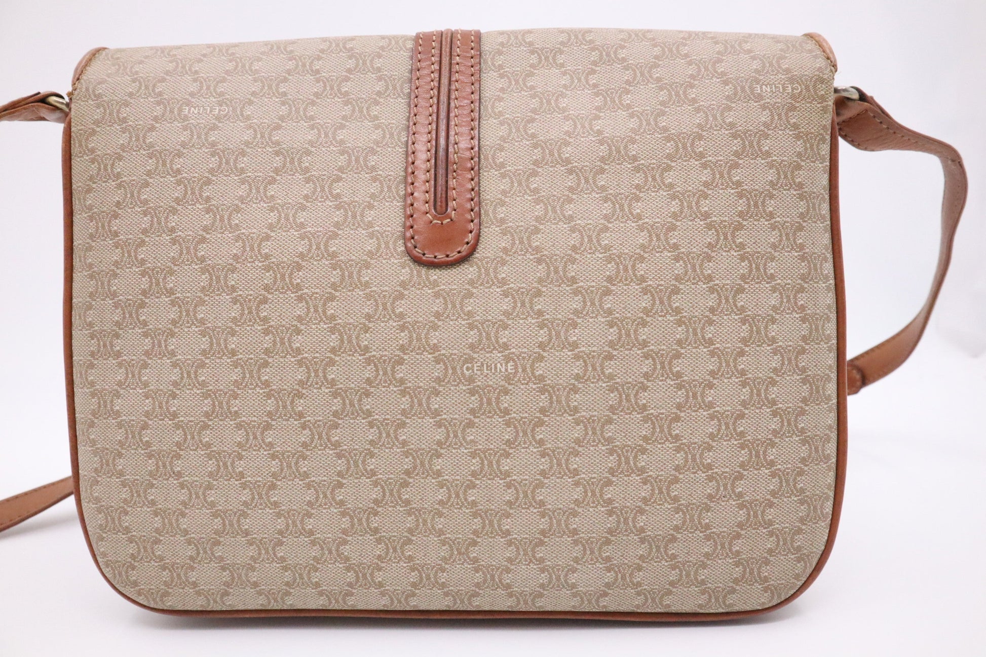 Celine Crossbody Bag In Macadam Canvas Beige