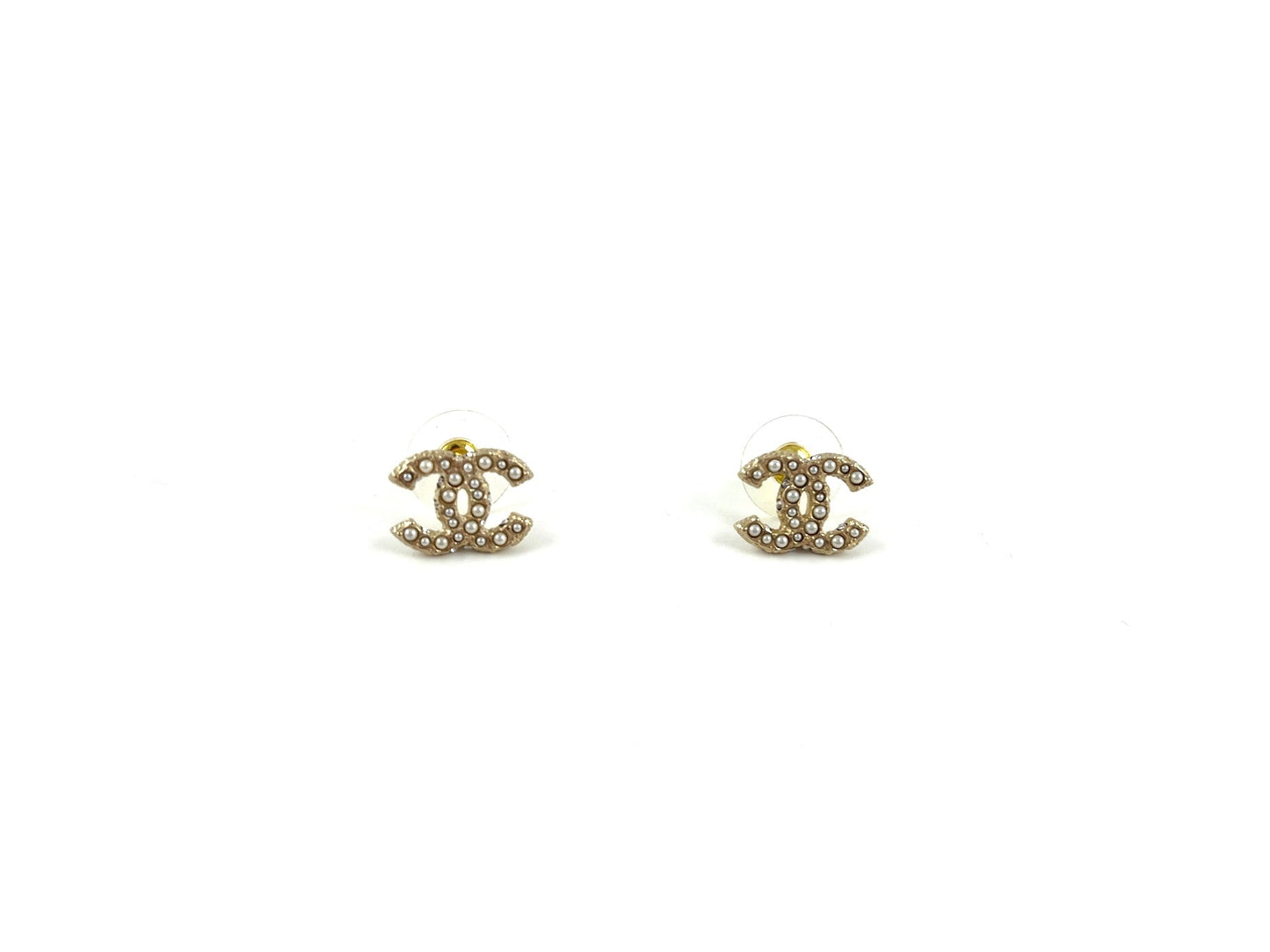 Chanel New Faux Pearl Strass 2023 CC Stud Earrings Jewelry