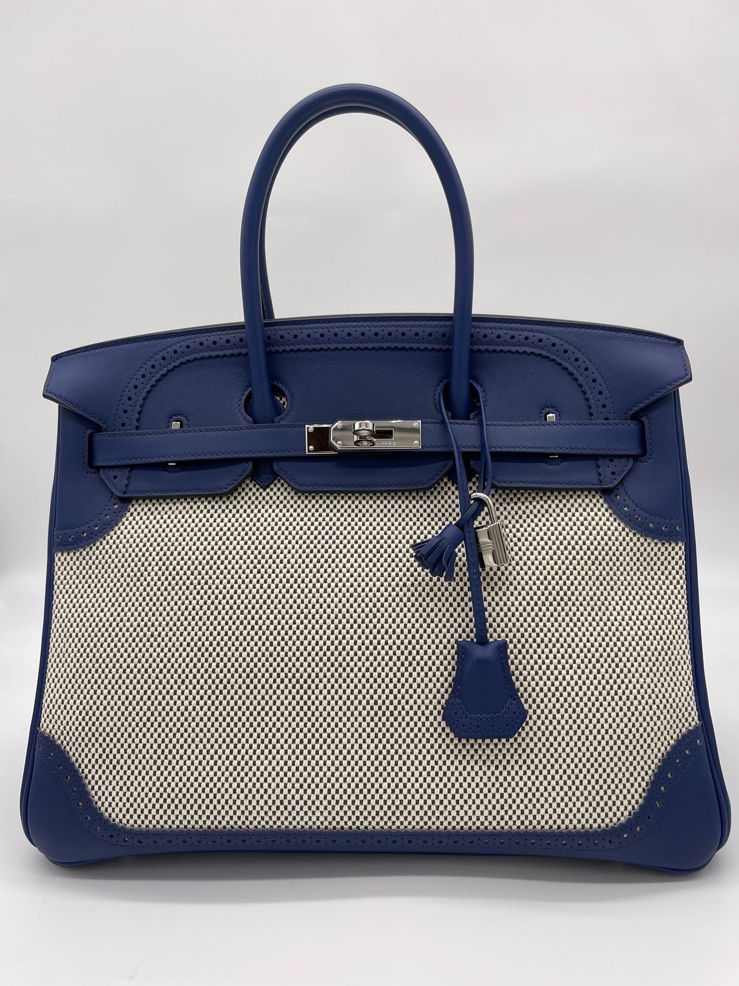 Gucci Hermes Birkin Bleu De Prusse Palladium Hardware Handbag Canvas Travel Bag