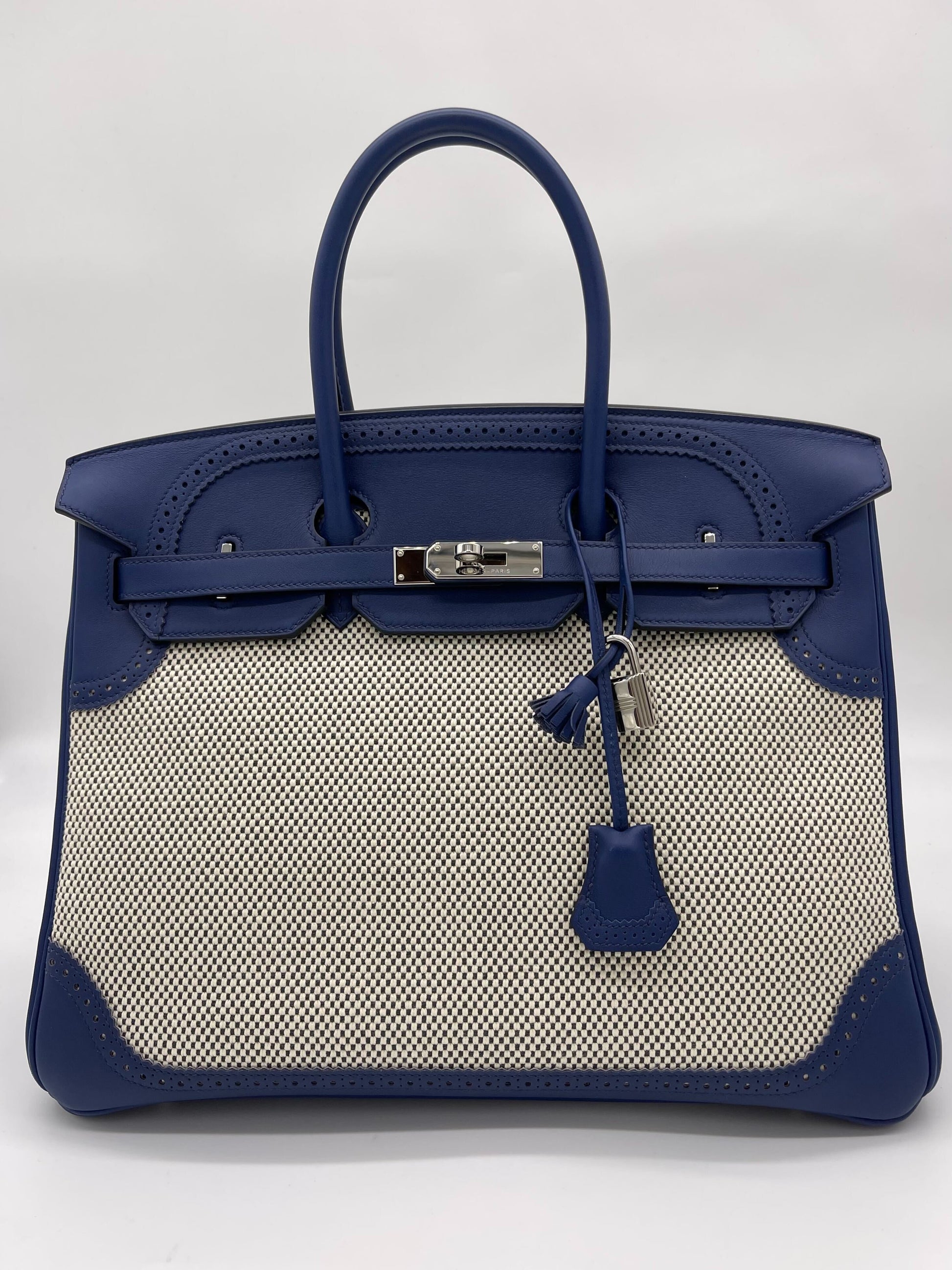 Gucci Hermes Birkin Bleu De Prusse Palladium Hardware Handbag Canvas Travel Bag