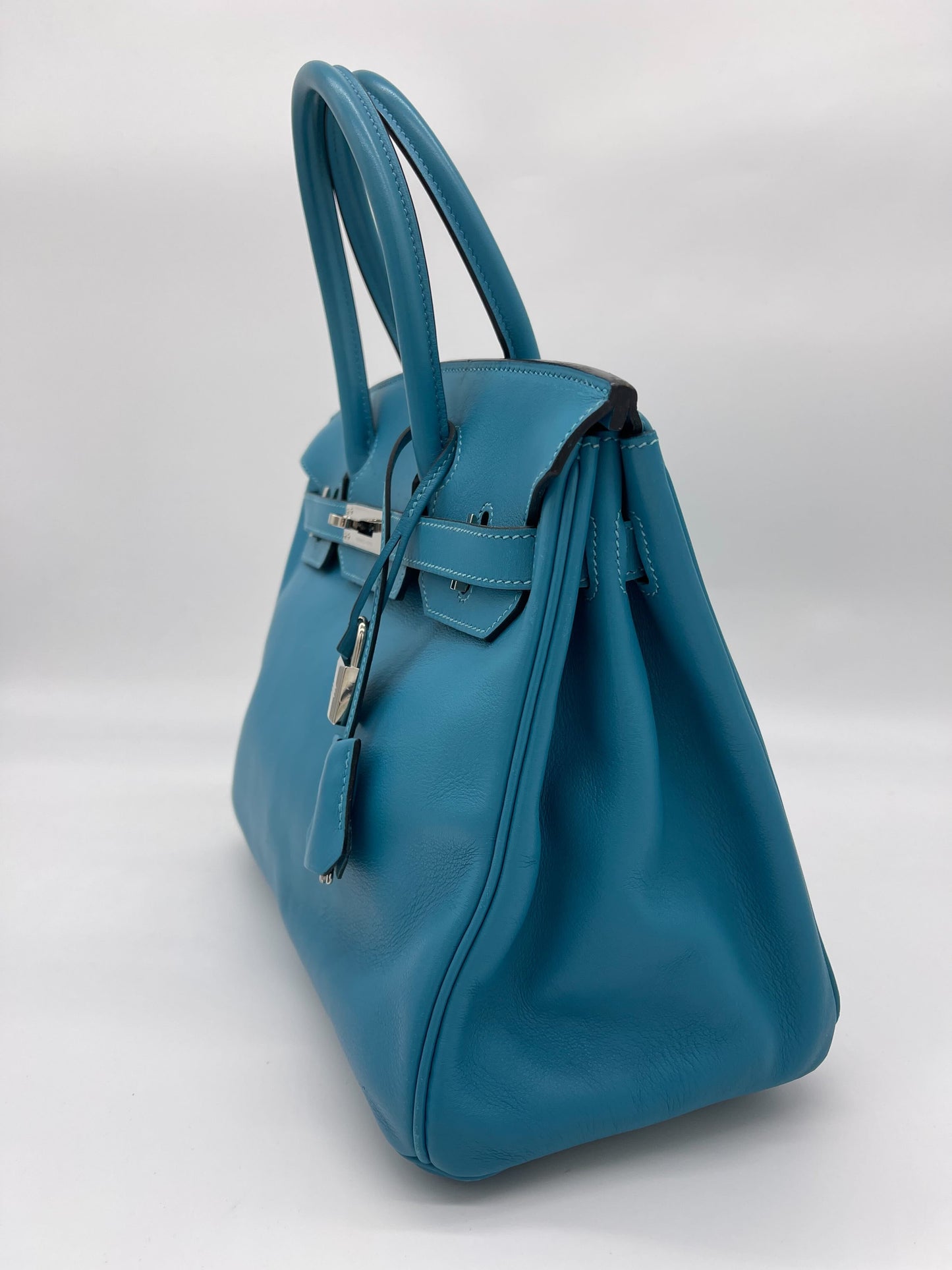 Gucci Hermes Birkin Bleu Jean Palladium Hardware Handbag Travel Bag