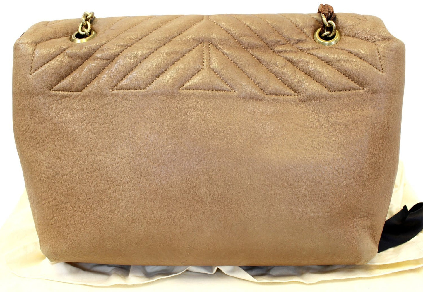 Happy Chevron Shoulder Bag Beige Large