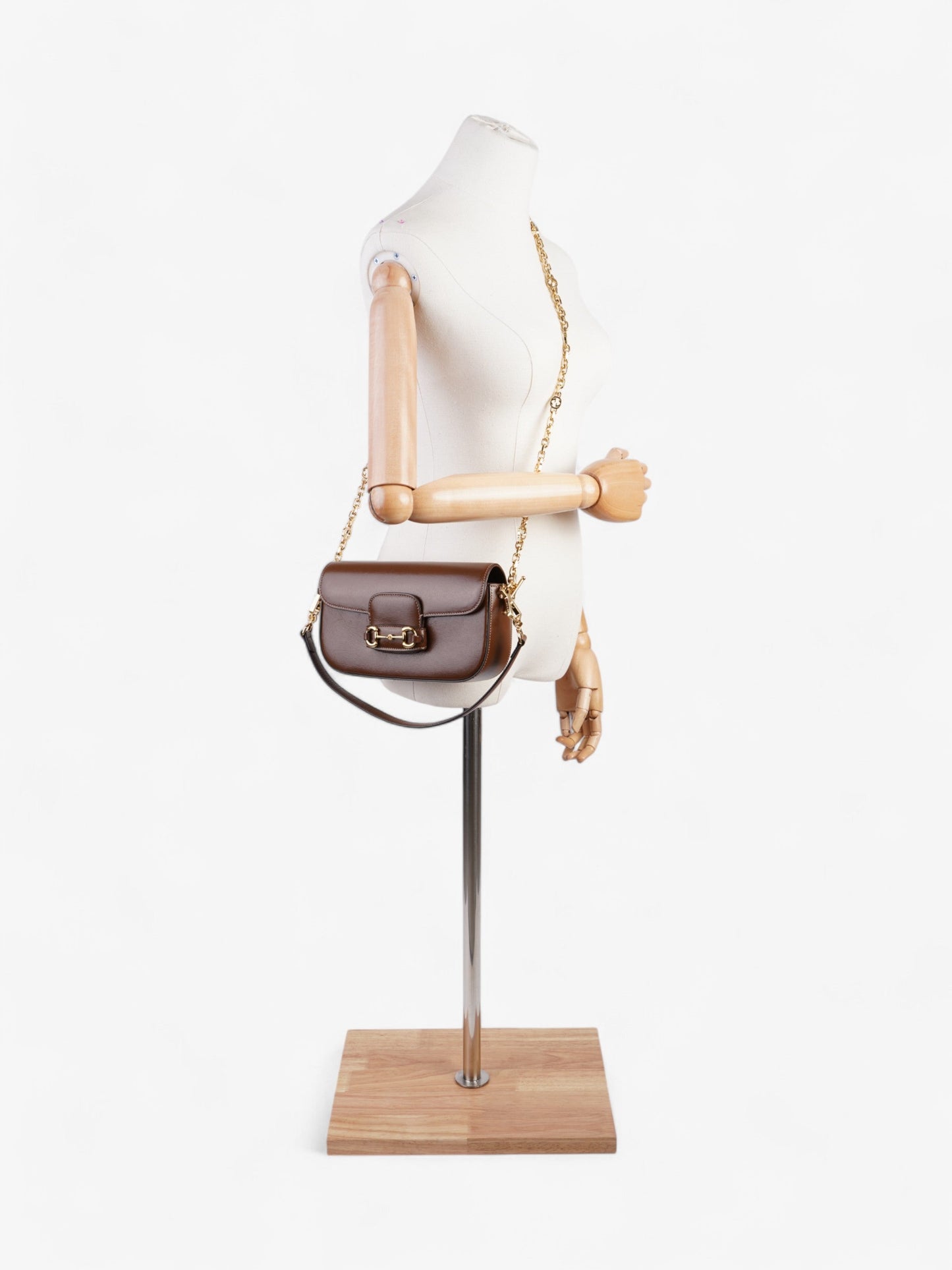 Gucci Horsebit Calfskin Handbag Leather Brown Travel Bag