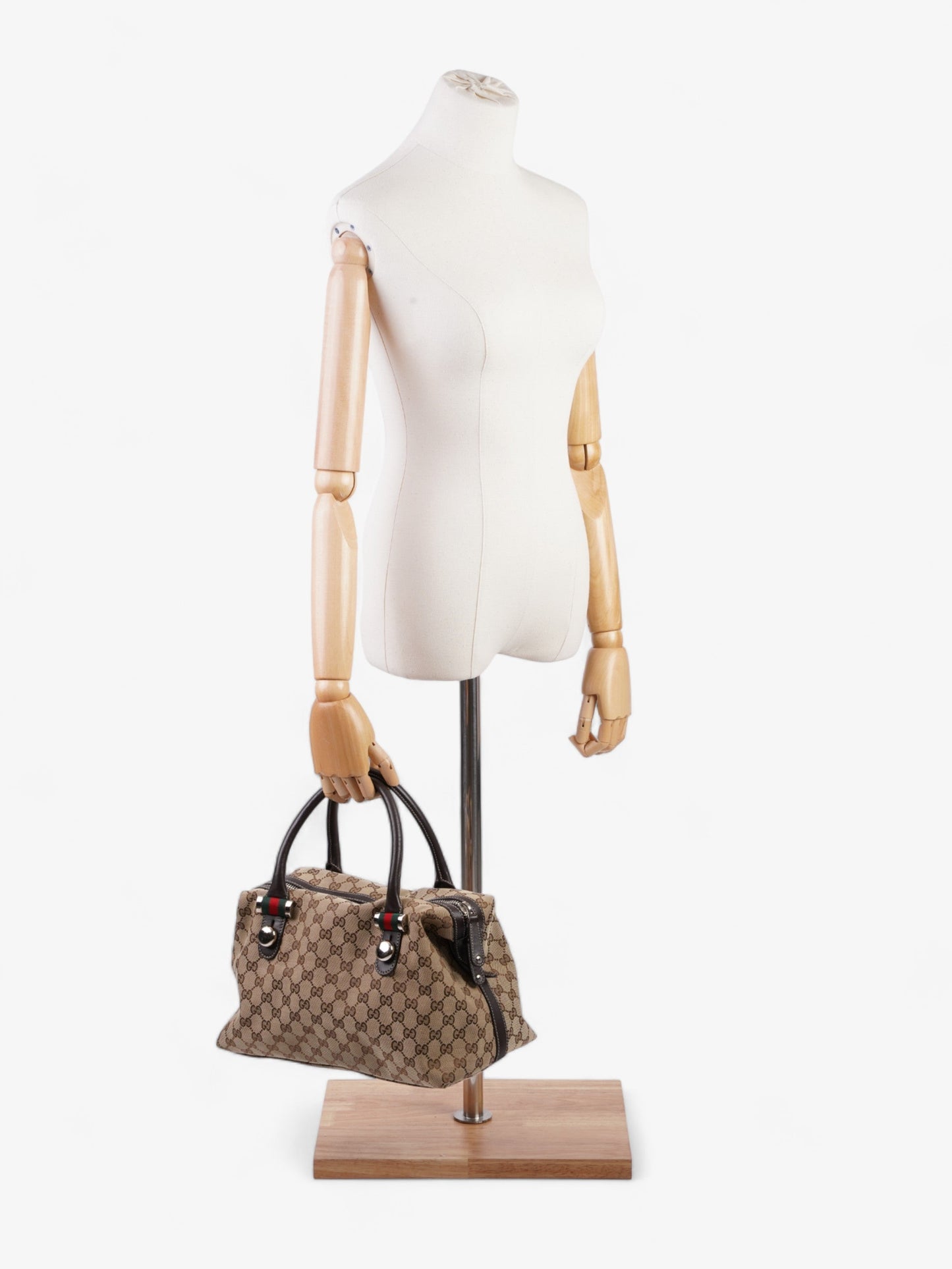 Gucci Match Ball Boston And Ebony Supreme Travel Canvas Beige Travel Bag