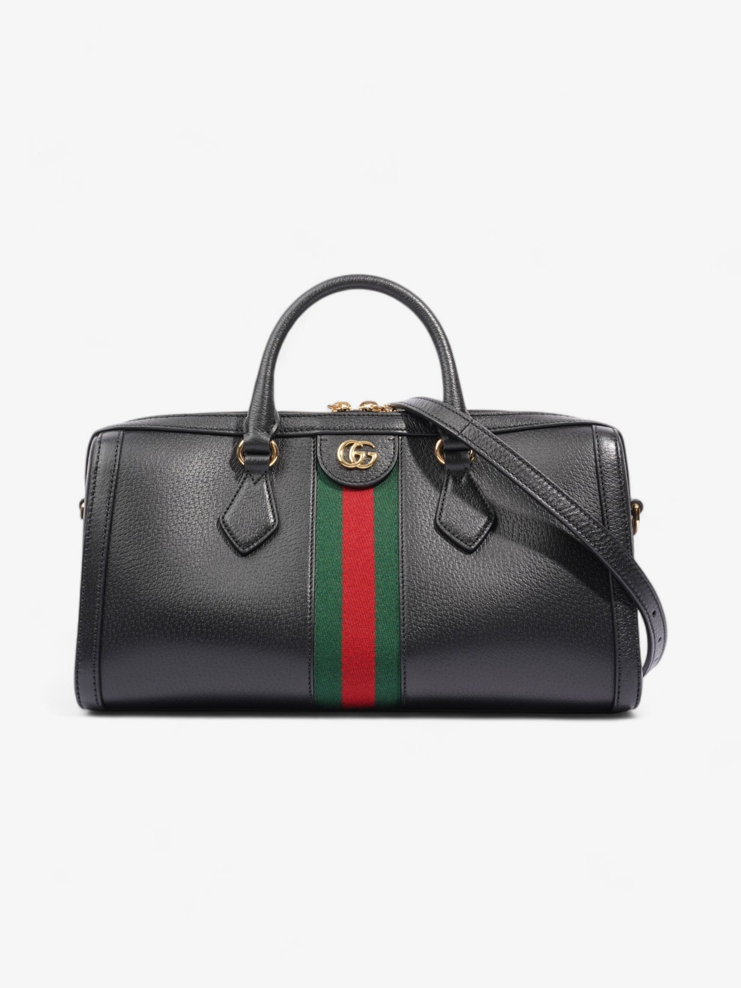 Gucci Ophidia Boston Bag Green Medium Leather Black Shoulder Bag