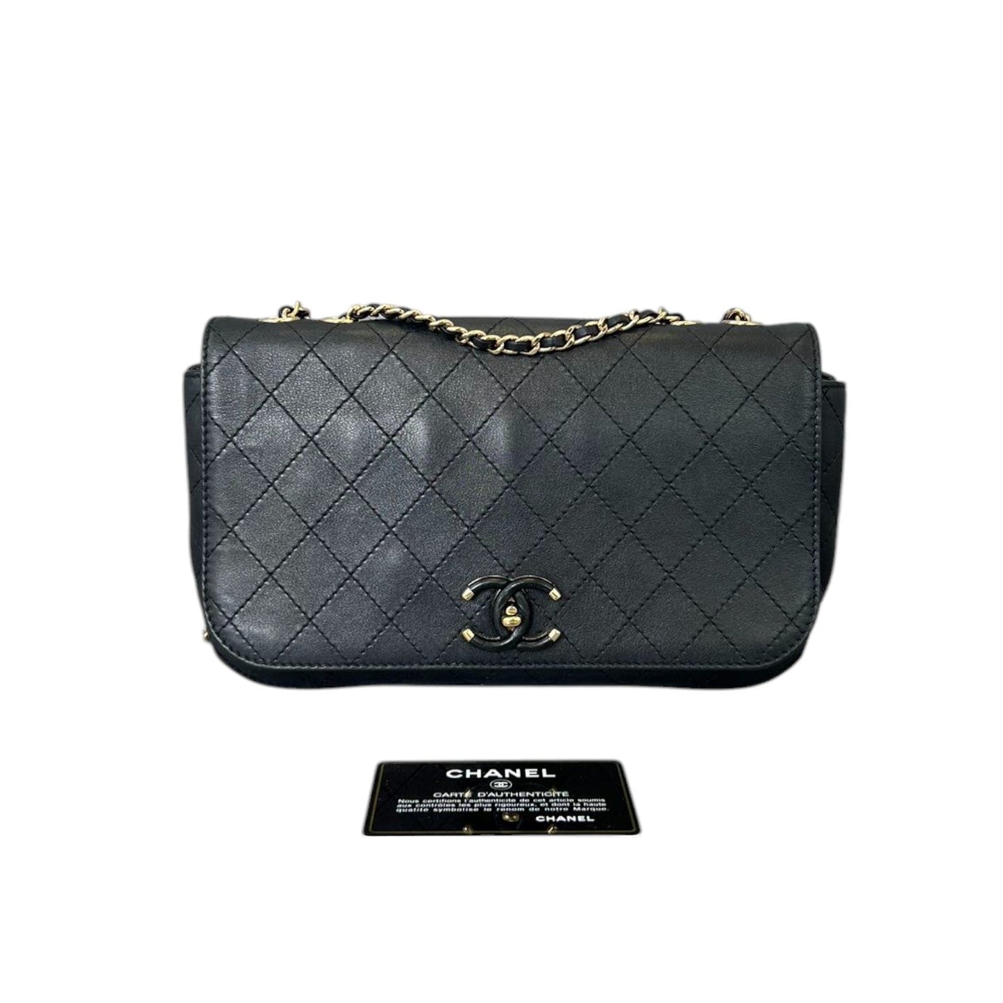 Chanel CC Stitched Case Calfskin GHW Handbag Leather Black Shoulder Bag