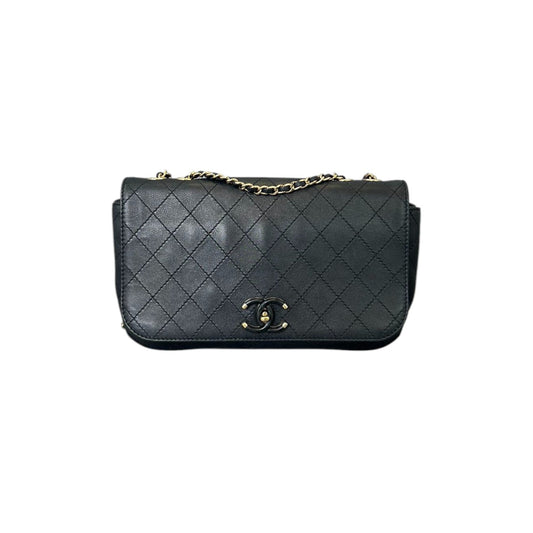 Chanel CC Stitched Case Calfskin GHW Handbag Leather Black Shoulder Bag