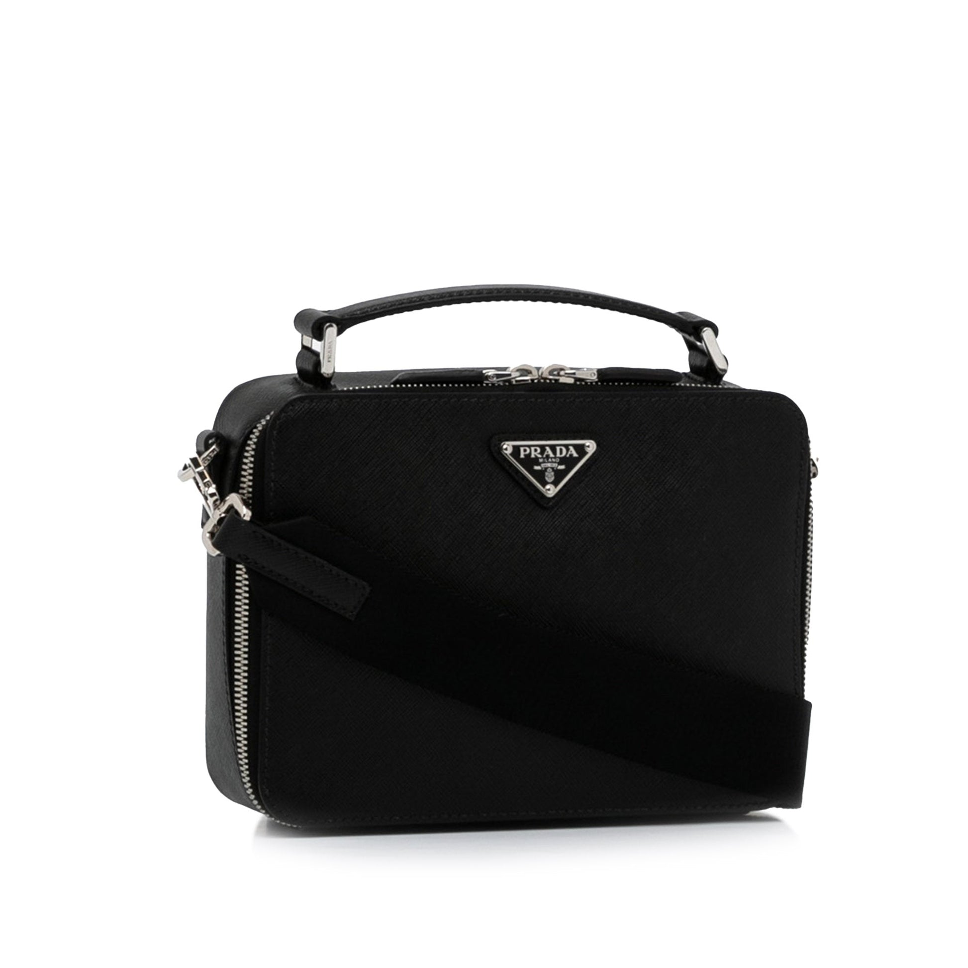 Prada Brique Luxury Handbag Saffiano Black Crossbody Bag