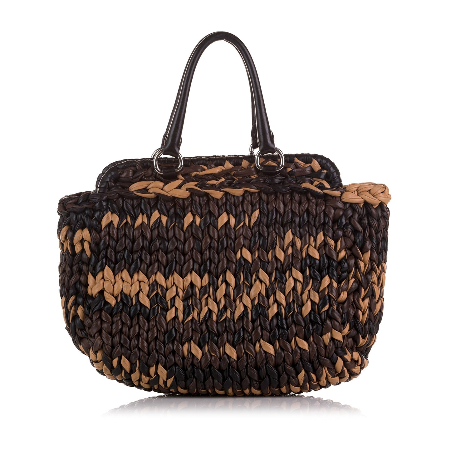 Prada Knit Nappa Tote Bag Brown Nappa Tote Bag