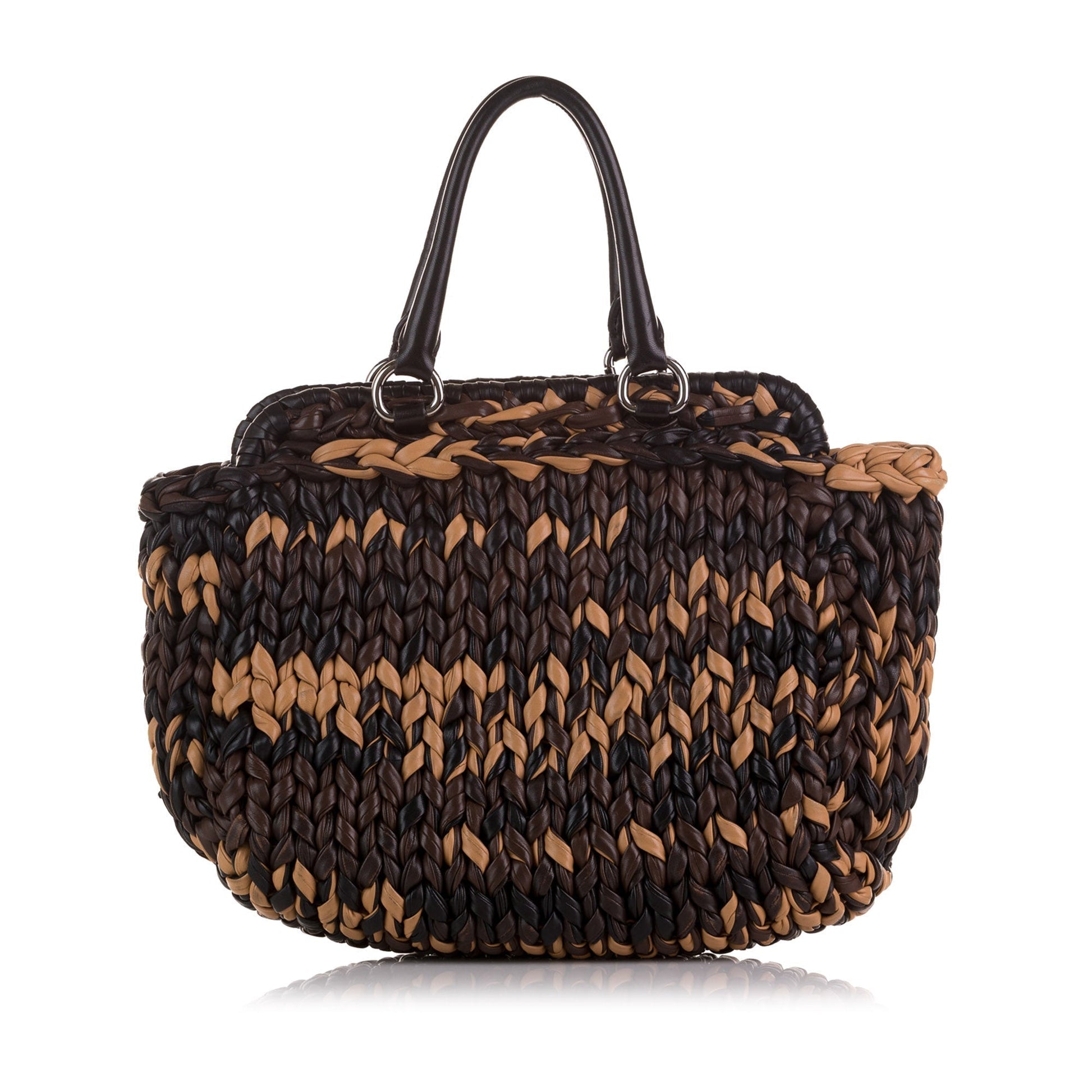 Prada Knit Nappa Tote Bag Brown
