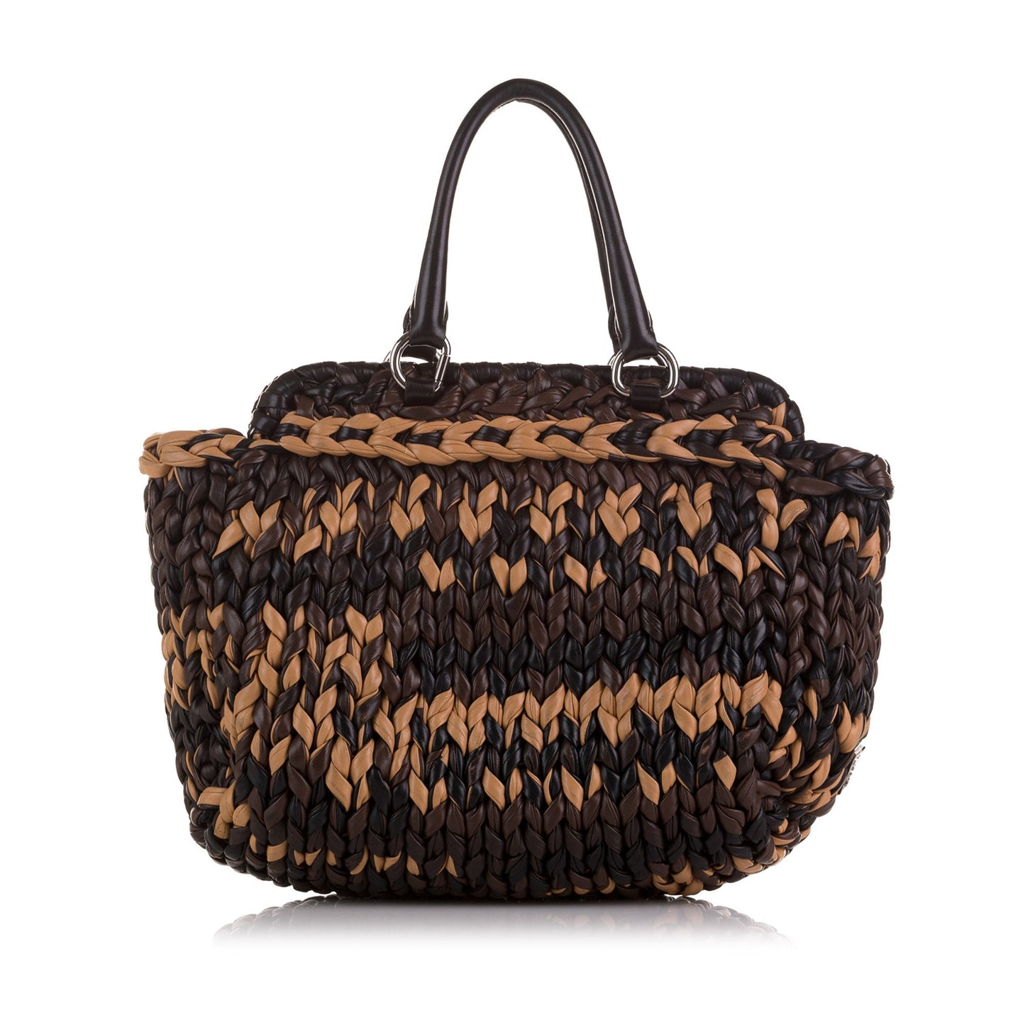 Prada Knit Nappa Tote Bag Brown