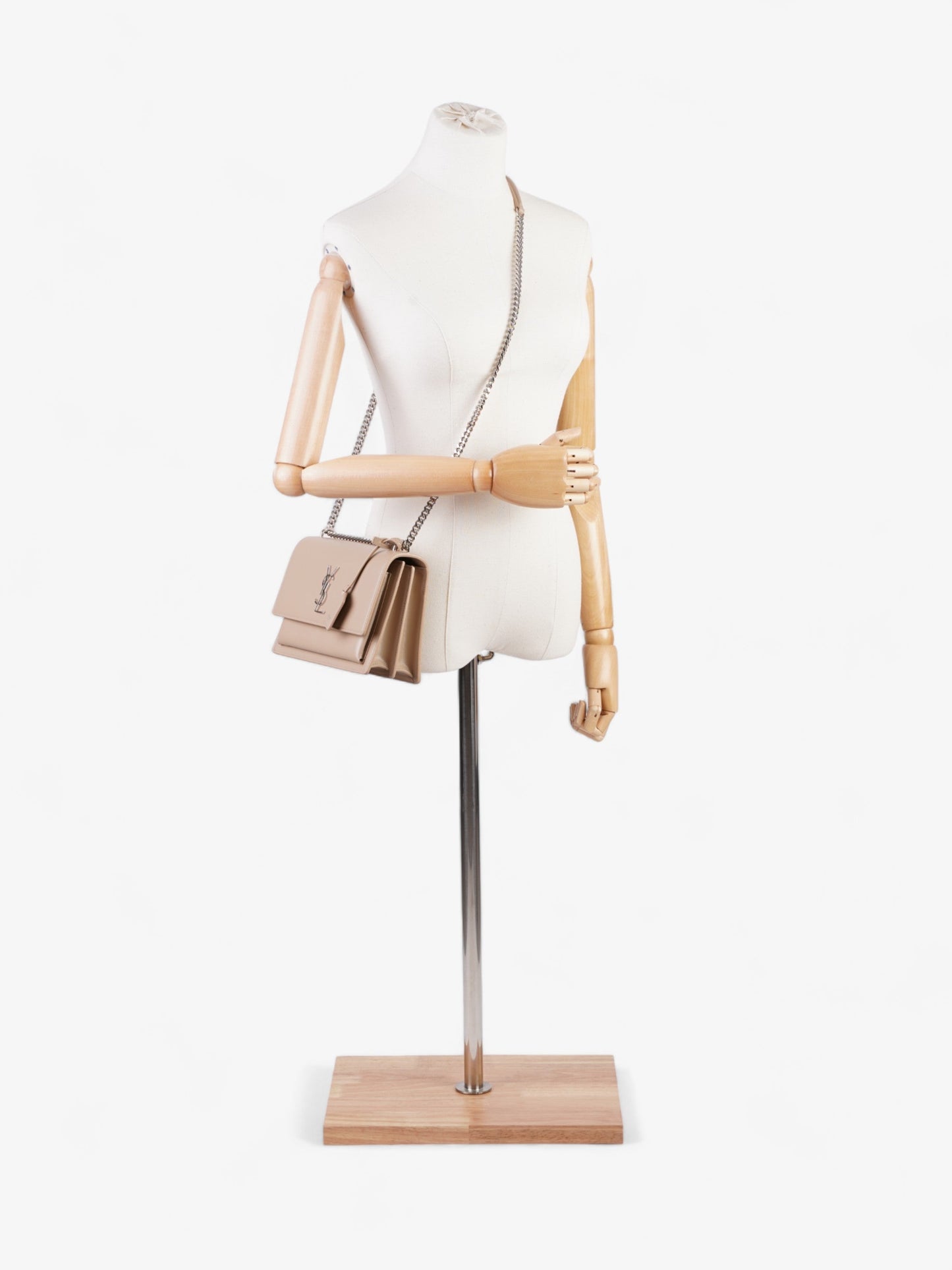 YSL Saint Laurent Sunset Dark Crossbody Bag Leather Beige Medium