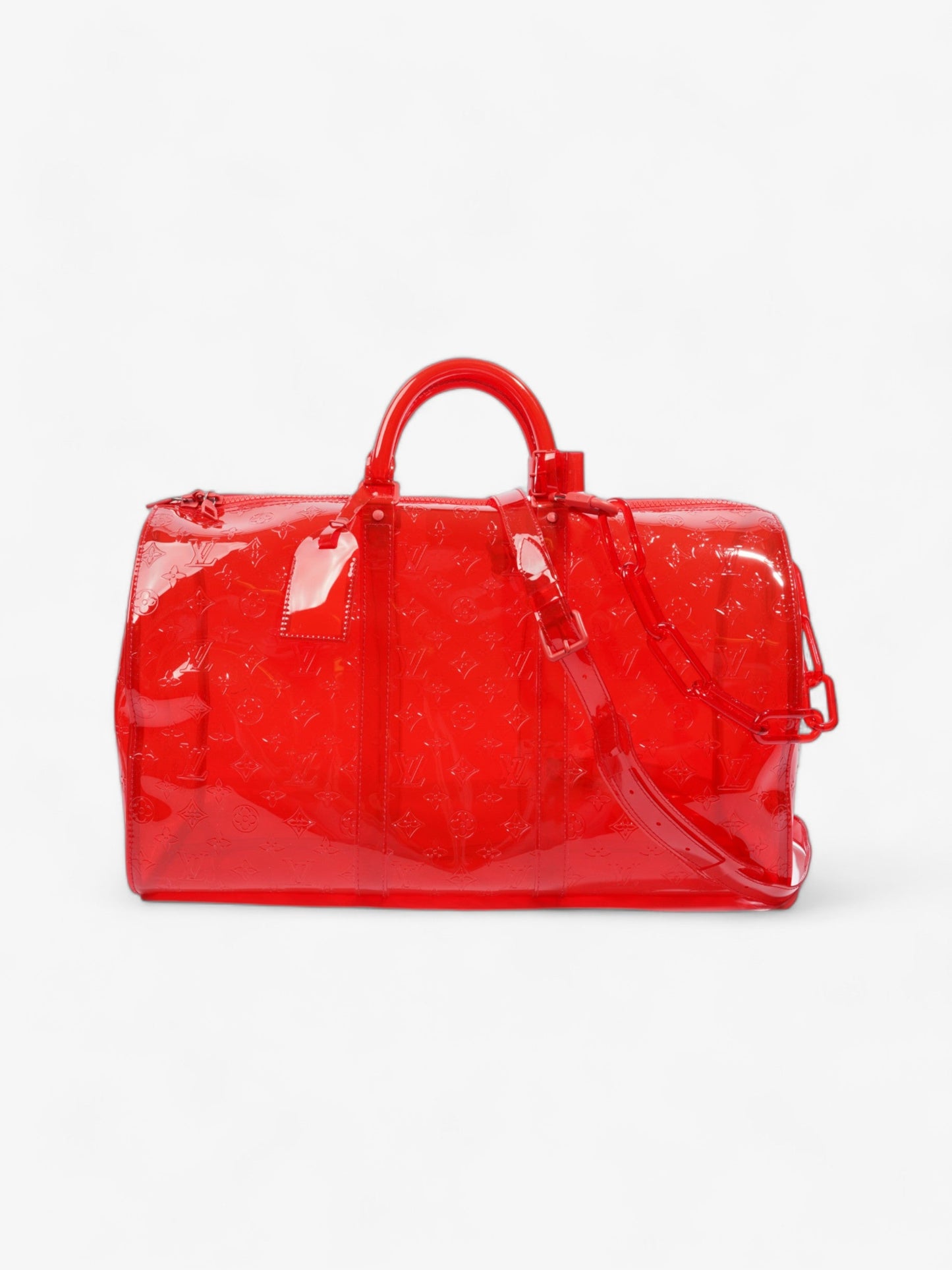 Louis Vuitton Transparent Keepall Bandouliere Virgil Abloh PVC Red Travel Bag