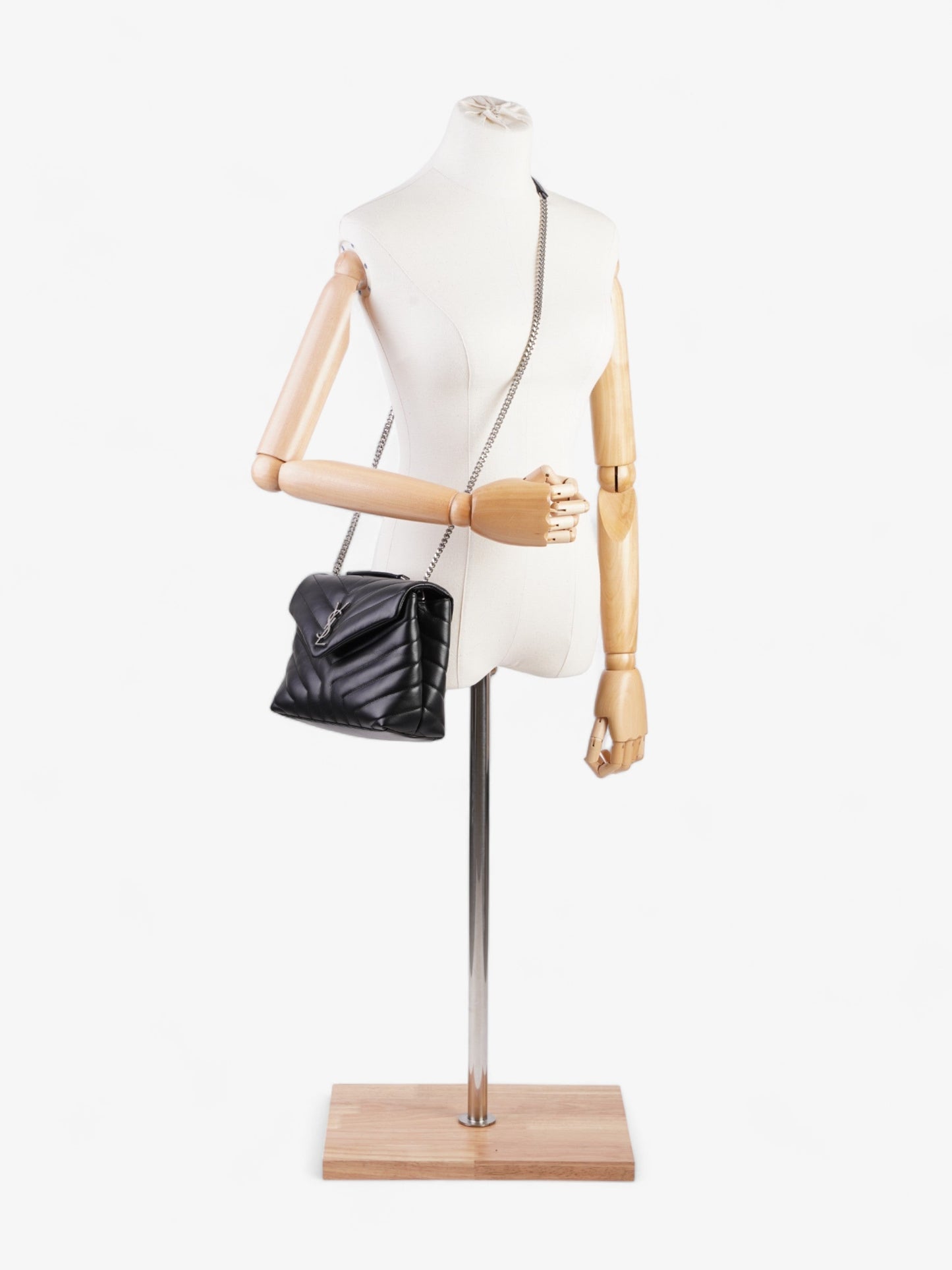 YSL Saint Laurent Loulou Shoulder Bag Leather Black Small