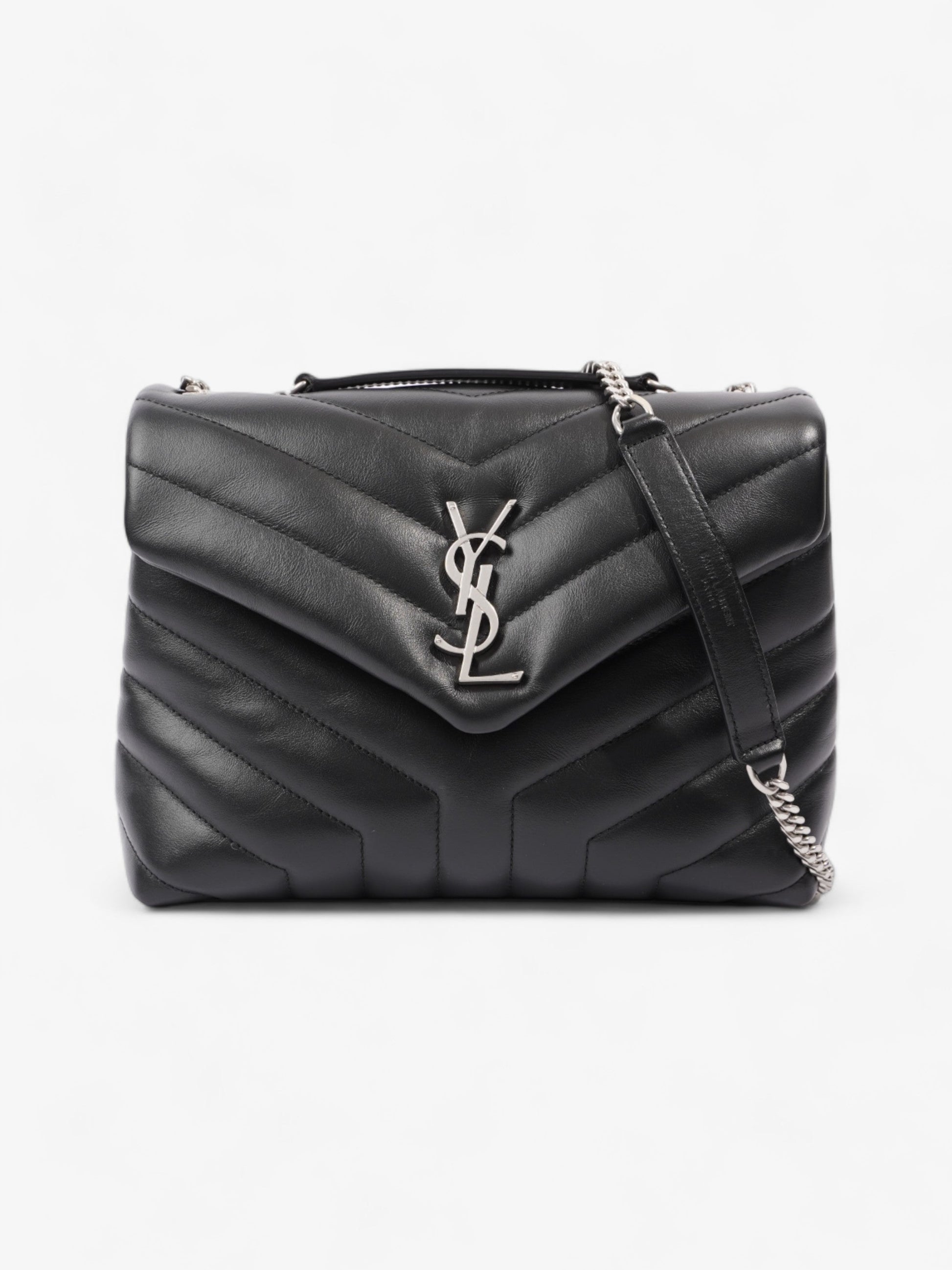 YSL Saint Laurent Loulou Shoulder Bag Leather Black Small
