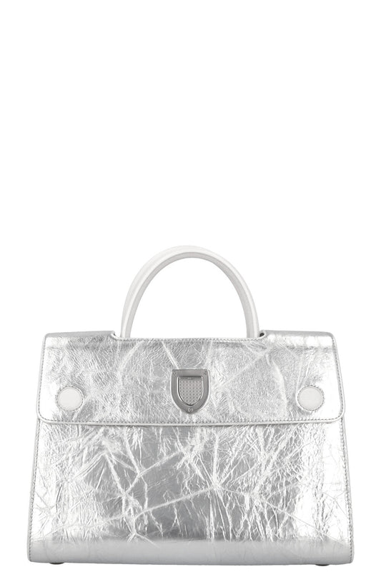 Dior Tote Bag ever Tote Leather Silver Medium