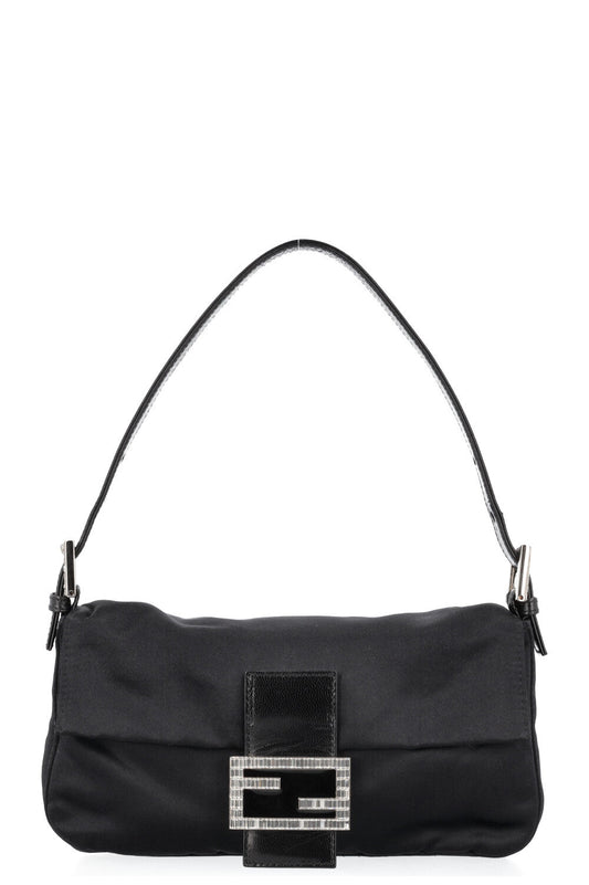Fendi Baguette Bag Sparkle Satin Black Shoulder Bag