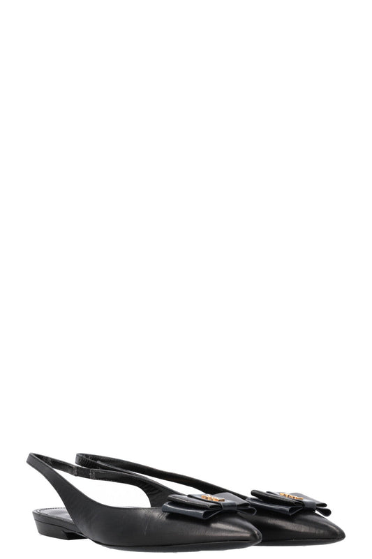 Anaïs Bow Flats Leather Black Shoes