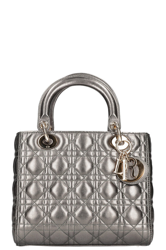 Dior Handbag Lady Silver Medium
