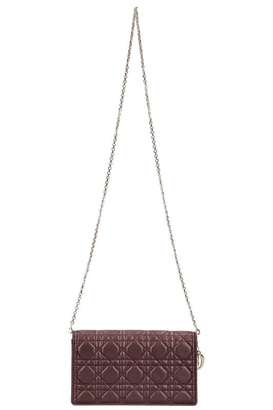 Dior Clutch Bag Lady Pouch Cannage Eggplant