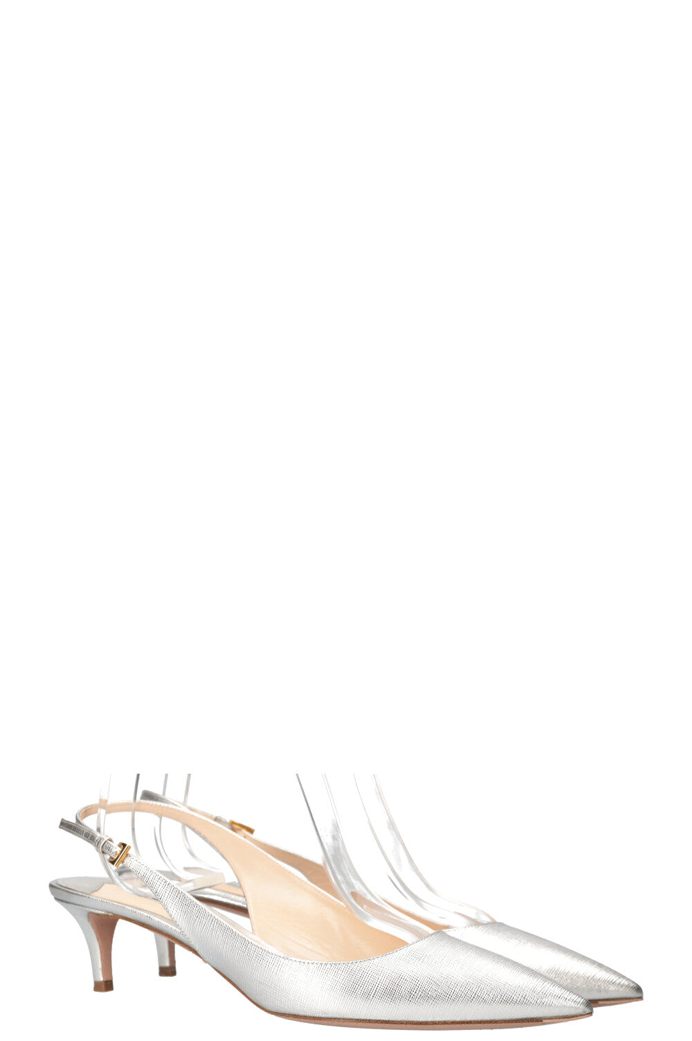 Prada Kitten Heels Silver Shoes