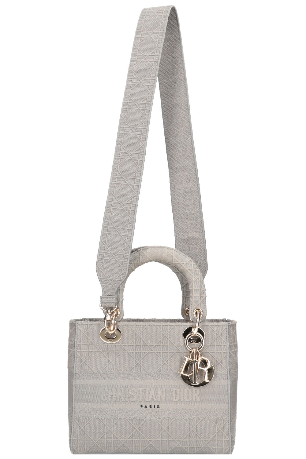 Dior D-Lite Bag Grey Gray Medium Handbag