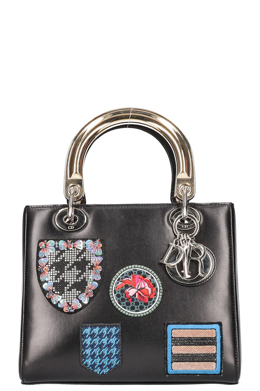 Dior Handbag Lady Bag with Embroidery Black