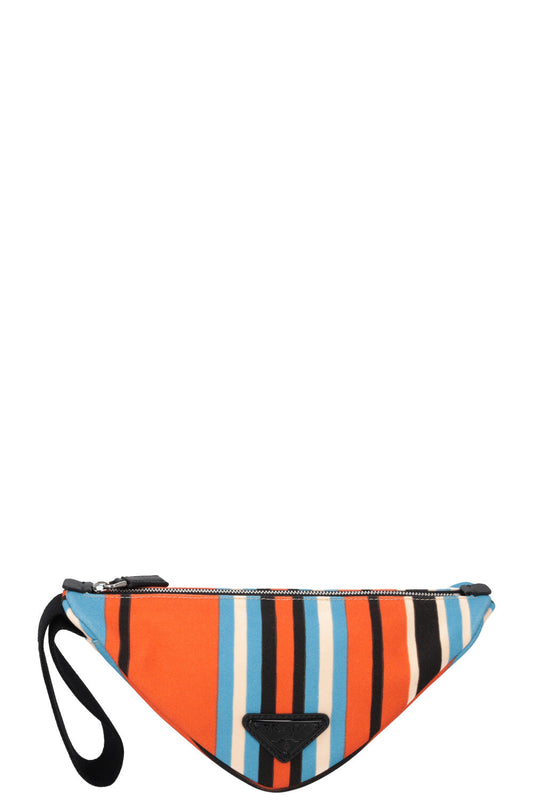 Prada Clutch Bag Triangle Clutch Striped Blue Orange
