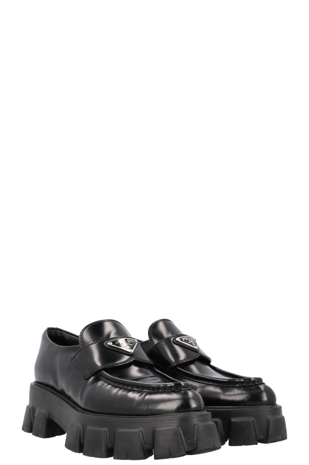 Prada Monolith Flats Leather Black Shoes