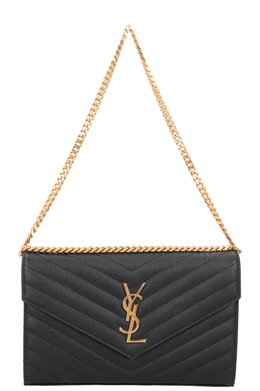 YSL Saint Laurent Crossbody Bag Classic Cassandre Wallet Leather Black Chain