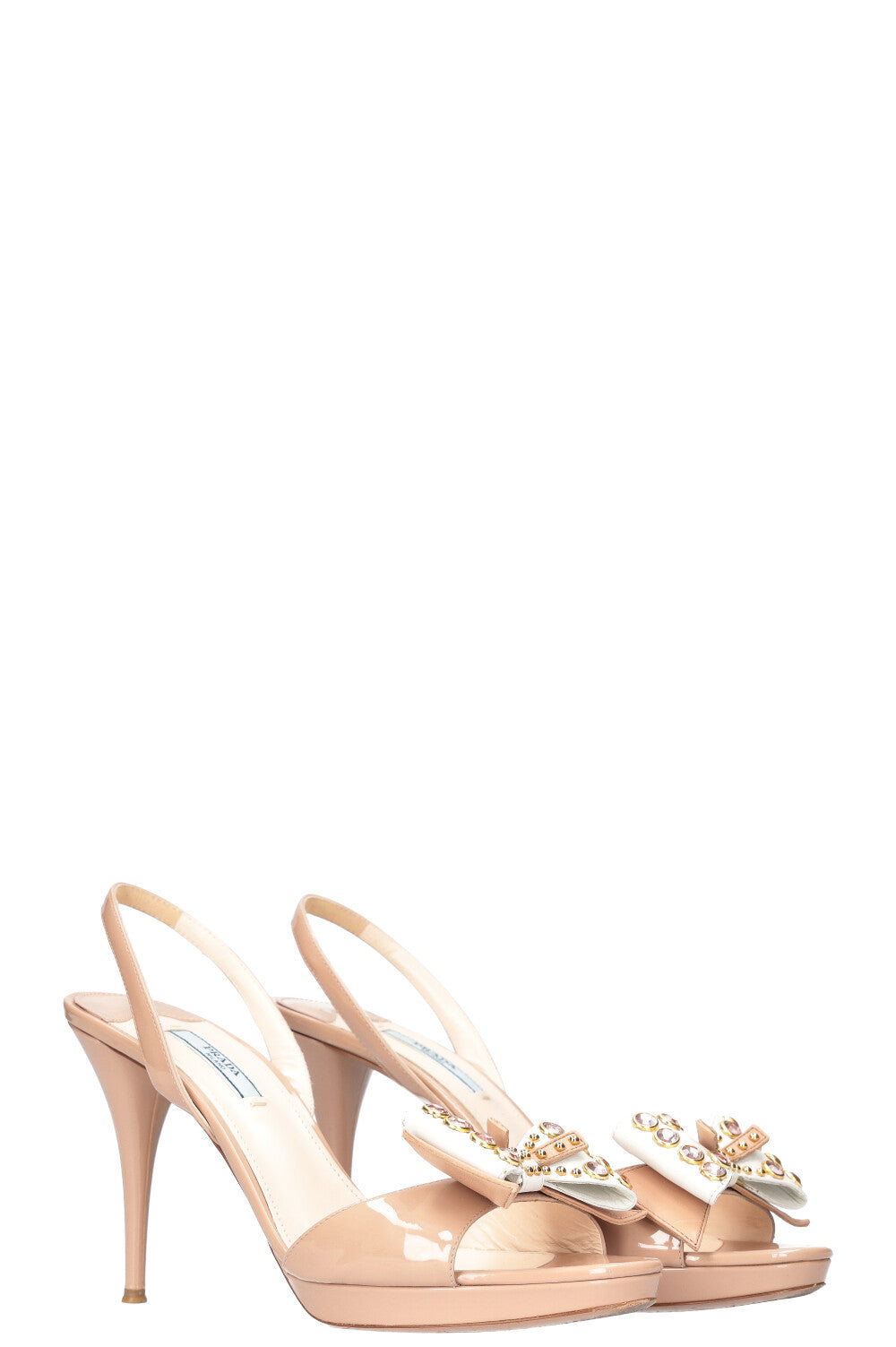 Prada Bow Heels Nude Patent Shoes