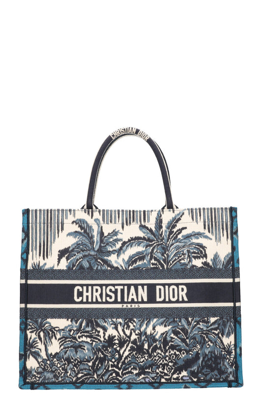 Dior Tote Bag Palm Tree Book Tote Blue Large