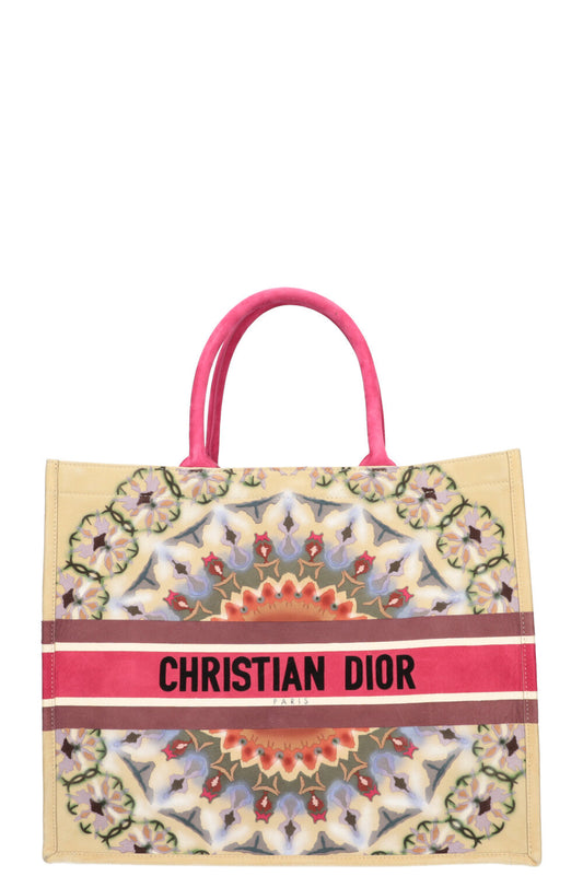 Dior Tote Bag Kaleiscopic Book Tote Suede Beige Large