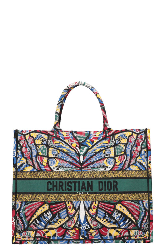 Dior Tote Bag Butterfly Book Tote Blue Green Large