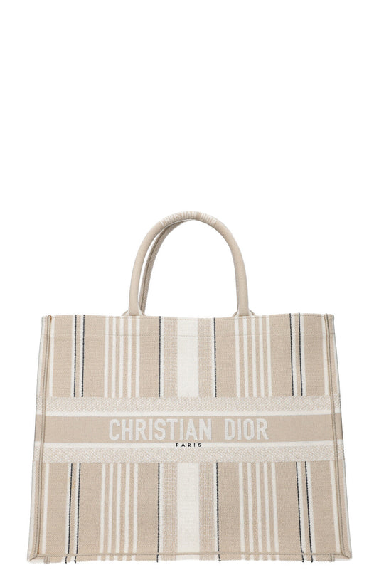 Dior Tote Bag Book Tote Striped Ivory